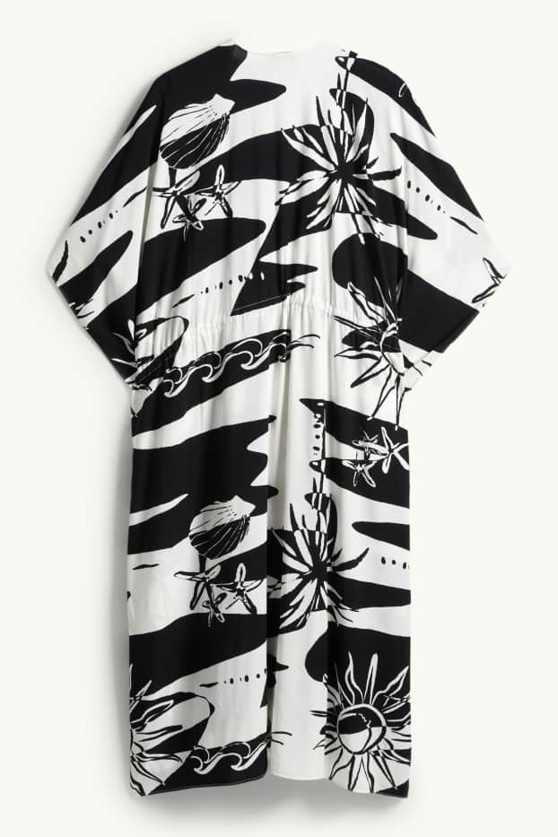 Femmes - Kimono - à motif - noir / blanc