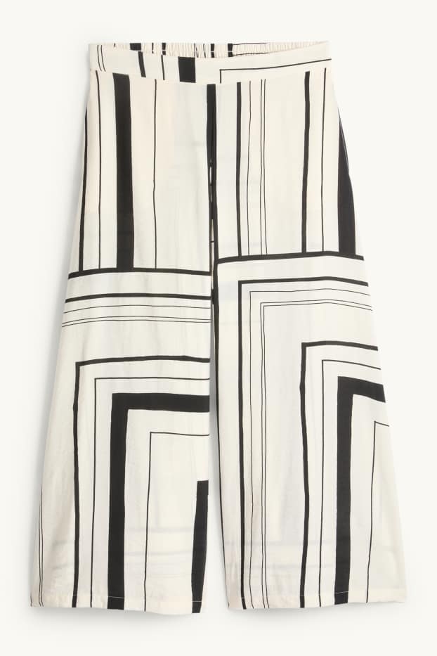 Dona - Pantalons culotte - high waist - wide leg - estampats - negre/beix