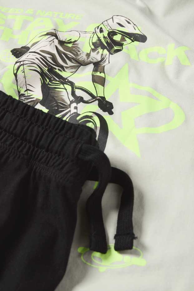 Copii - Băieți - BMX - set - tricou cu mânecă scurtă și pantaloni scurți - 2 piese - gri / negru