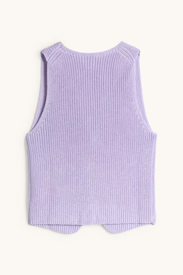 Women - Knitted waistcoat - ribbed - purple