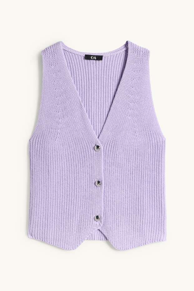 Women - Knitted waistcoat - ribbed - purple