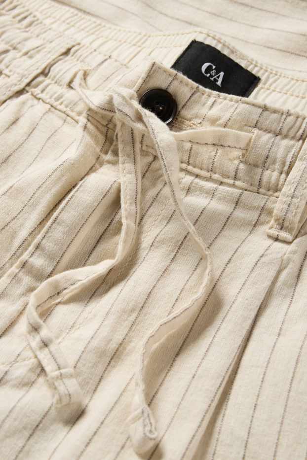 Herren - Chino - Leinen-Mix - Nadelstreifen - cremefarben