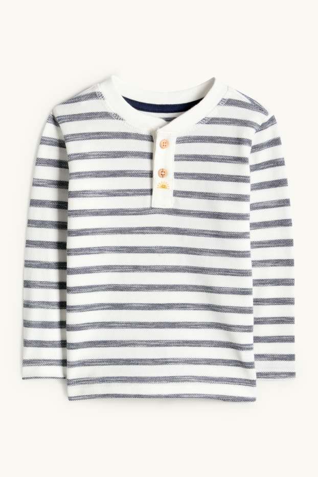 Neonati - Sole - maglia a maniche lunghe per neonati - a righe - bianco / grigio