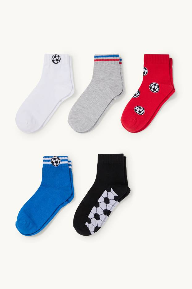 Copii - Băieți - Multipack 5 perechi - fotbal - șosete cu motive - multicolor