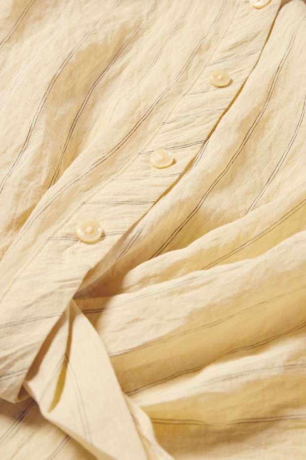 Femmes - Chemisier noué - à rayures - jaune clair