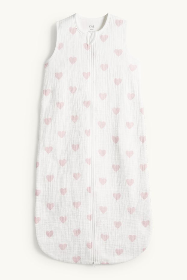 Neonate - Sacco nanna neonati - 6-18 mesi - cuoricini - bianco / rosa