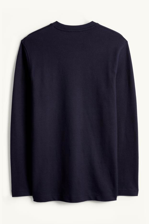 Home - Samarreta de màniga llarga - regular fit - texturada - blau fosc