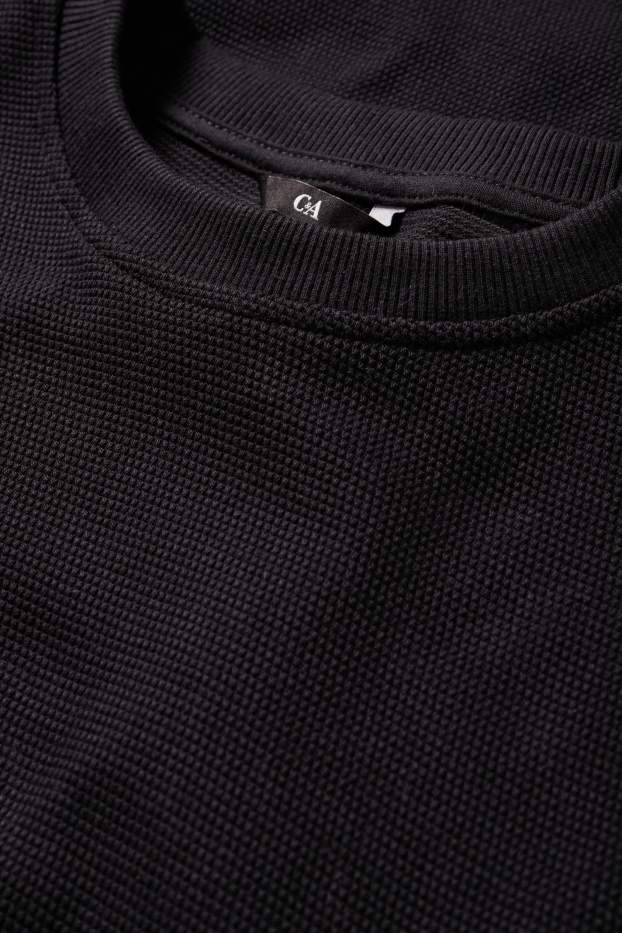 Home - Samarreta de màniga llarga - regular fit - texturada - negre