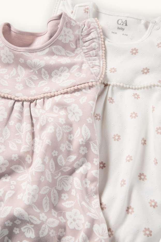 Miminka - dívky - Multipack 2 ks - květiny - body pro miminka - bílá/růžová