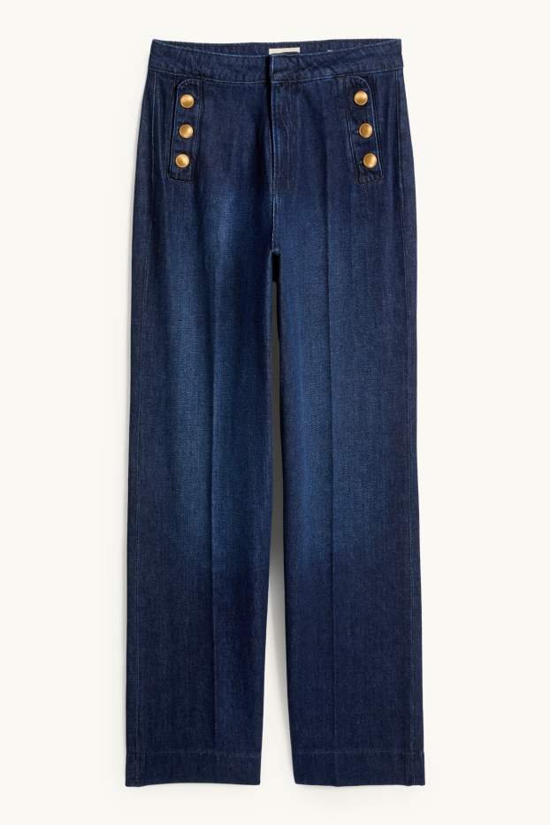 Dona - Wide Leg Jeans - high waist - blau fosc