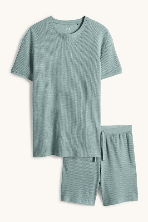 Herren - Shorty-Pyjama - strukturiert - grün