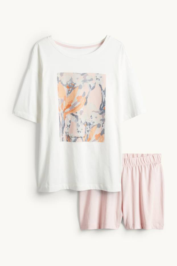 Dames - Shortama - wit / roze