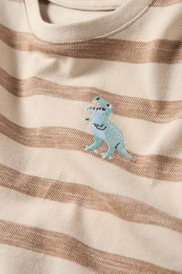 Nen - Dinosaure - samarreta de màniga curta - de ratlles - beix/marró