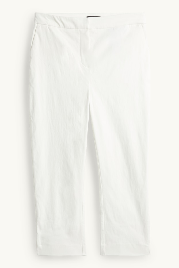 Damen - Caprihose - Mid Waist - Slim Fit - cremeweiß