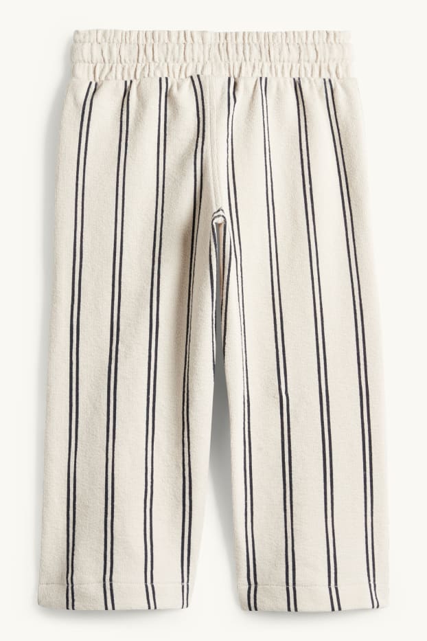 Děti - chlapci - Teplákové kalhoty - pruhované - strukturované - krémově bílá