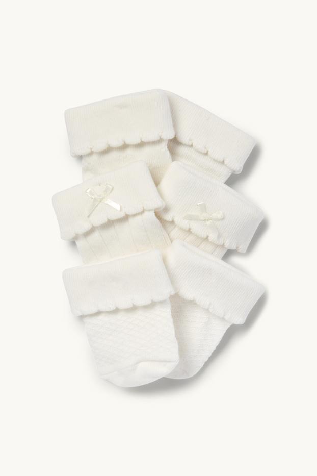 Baby Mädchen - Multipack 3er - Erstlings-Socken - strukturiert - weiss