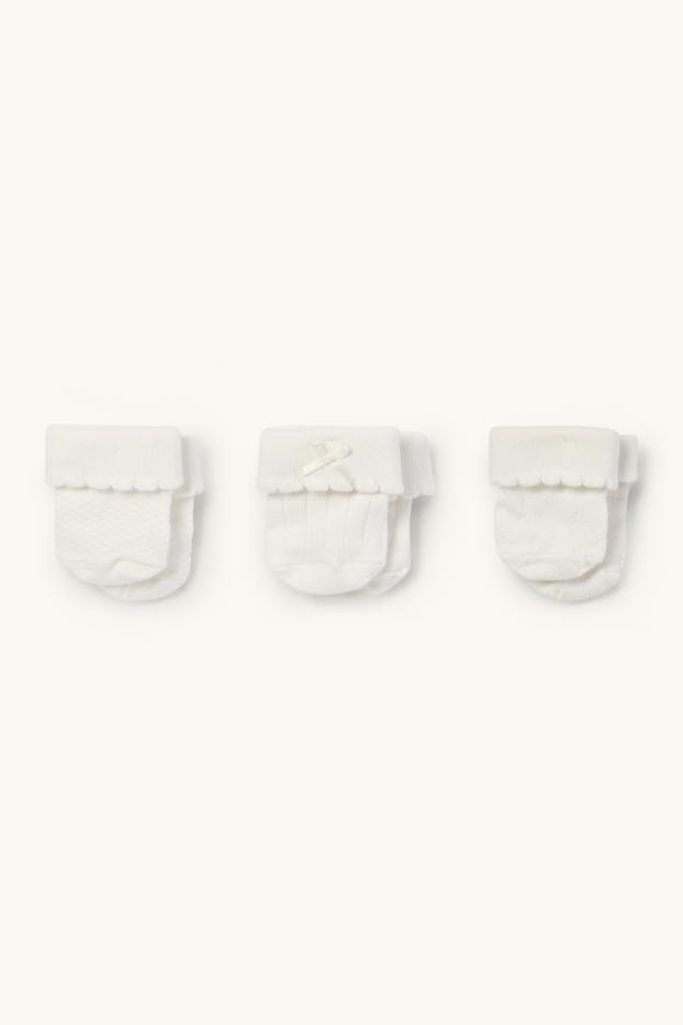 Baby Mädchen - Multipack 3er - Erstlings-Socken - strukturiert - weiss