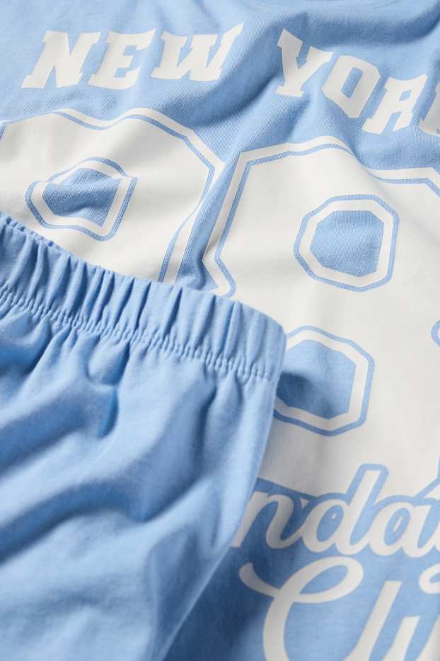 Children Girls - New York - short pyjamas - 2 piece - light blue