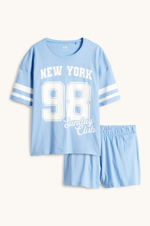 Children Girls - New York - short pyjamas - 2 piece - light blue