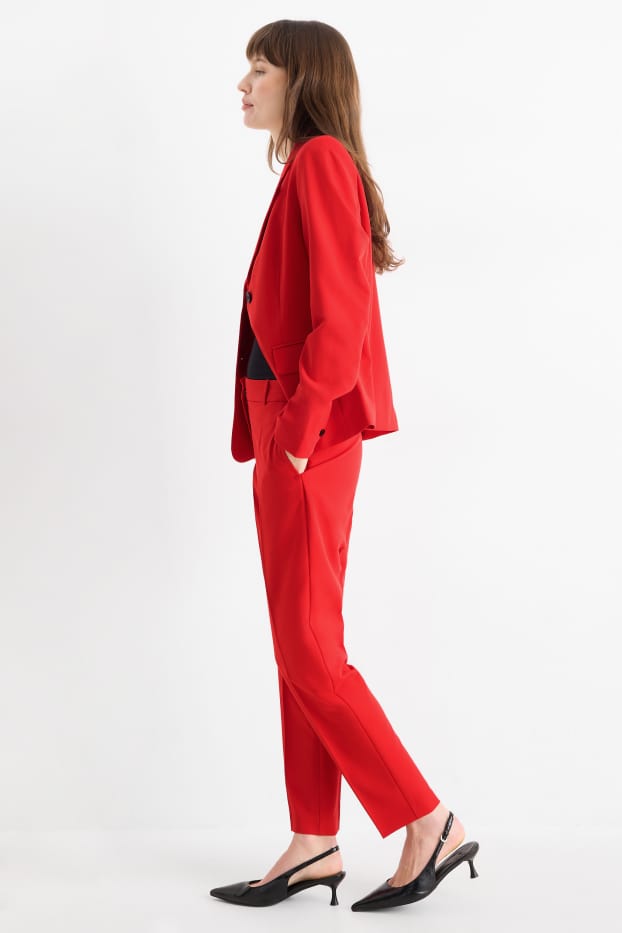 Dames - Business-broek - mid waist - cigarette fit - rood