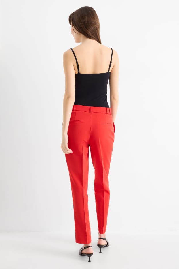 Dames - Business-broek - mid waist - cigarette fit - rood