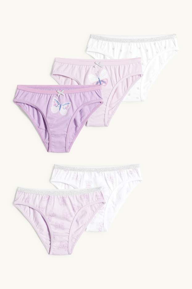 Copii - Fete - Multipack 5 perechi - fluture - chiloți - violet deschis