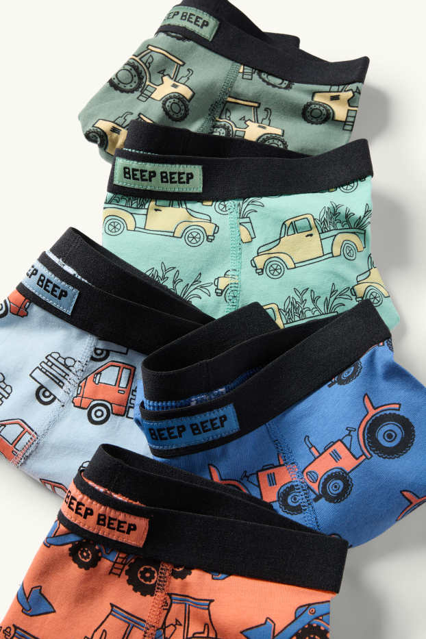 Kinderen: jongens - Set van 5 - voertuig - boxershort - lichtgroen