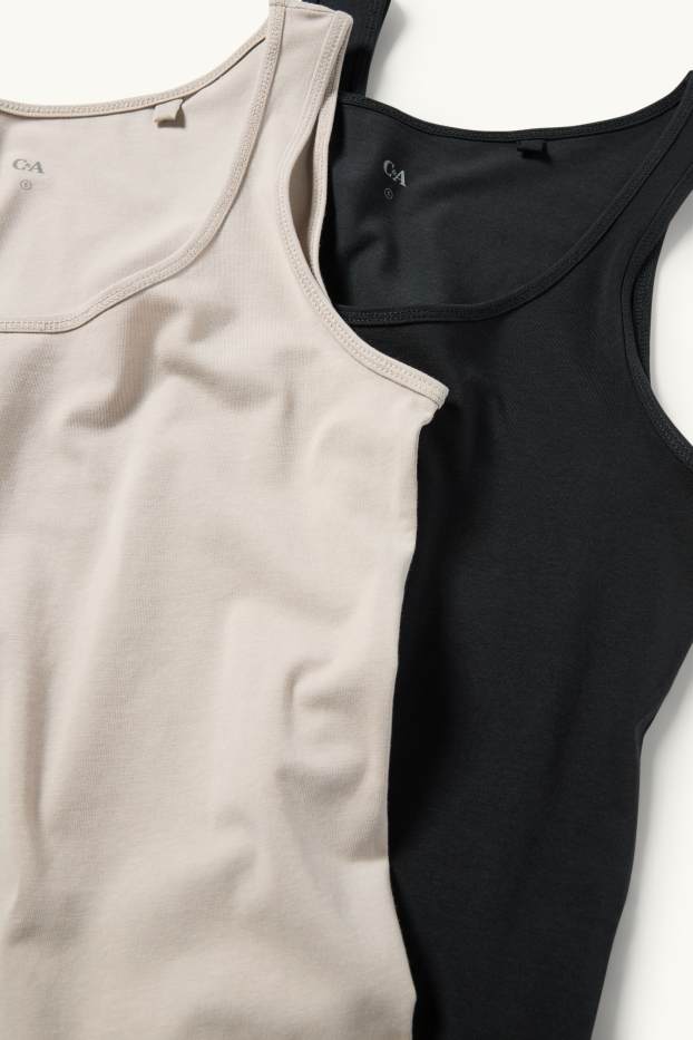 Dona - Paquet de 2 - samarreta de tirants  - gris/negre