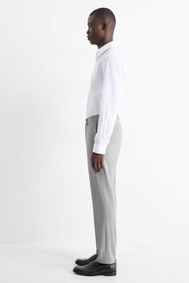 Herren - Baukasten-Hose - Slim Fit - Flex - kariert - hellgrau