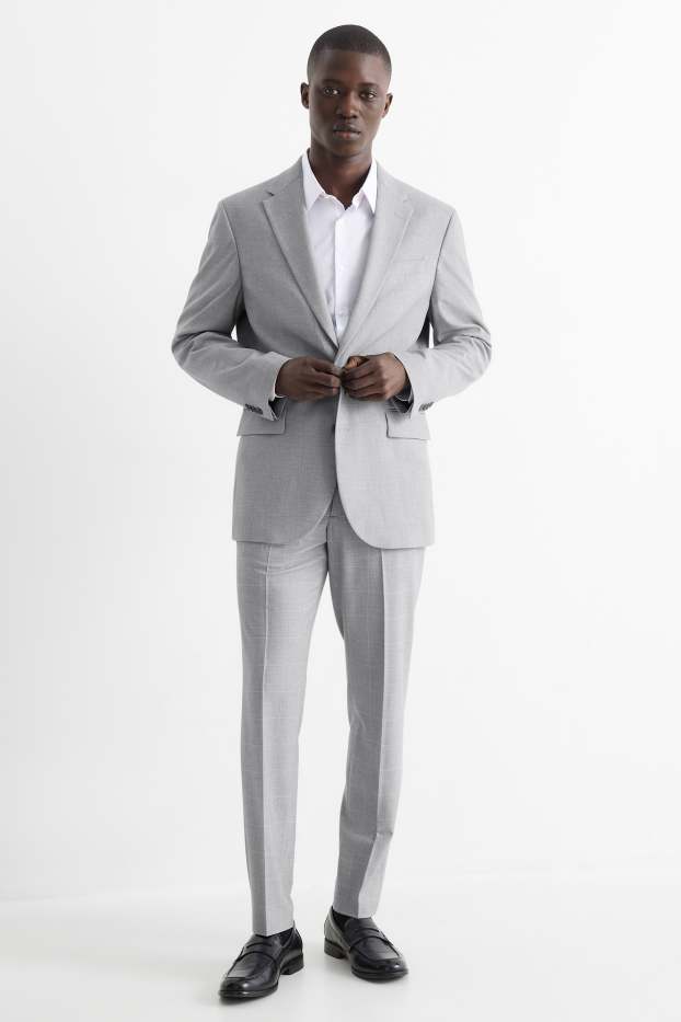 Herren - Baukasten-Hose - Slim Fit - Flex - kariert - hellgrau