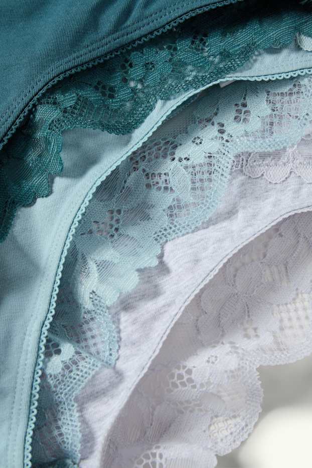 Damen - Multipack 3er - Brazilian Slip - weiss / türkis