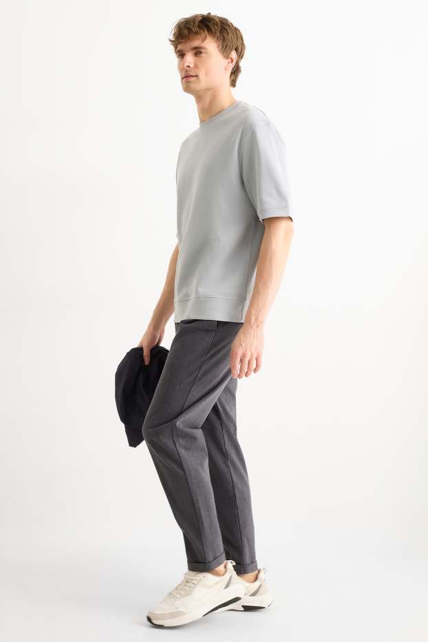 Pánské - Kalhoty chino - tapered fit - strukturované - tmavošedá