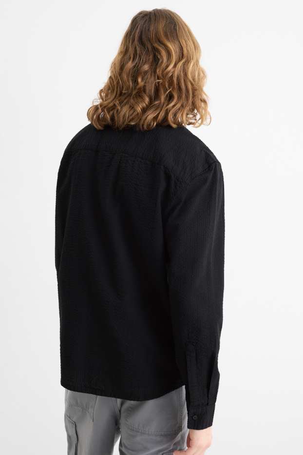 Hombre - Camisa - relaxed fit - Kent - con textura - negro