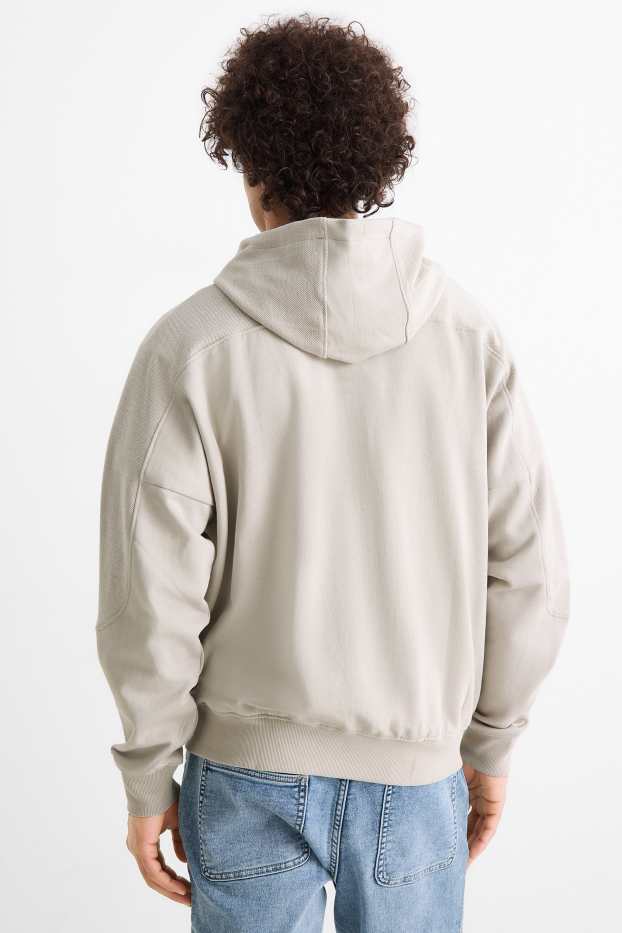 Uomo - Felpa con zip e cappuccio - beige