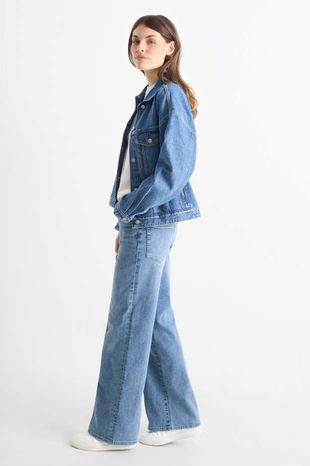 Femei - Wide leg jeans - talie medie - denim-albastru deschis