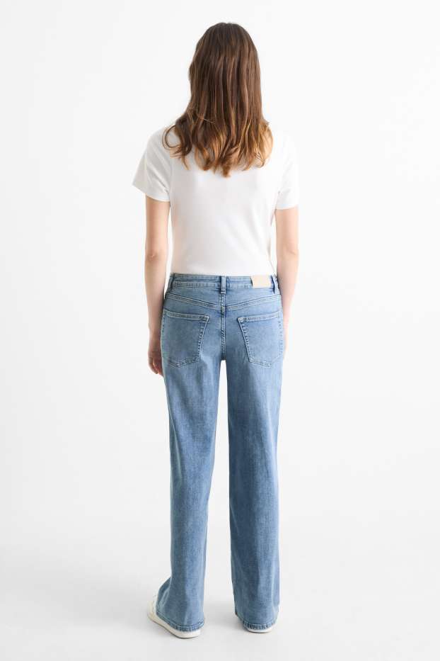 Femei - Wide leg jeans - talie medie - denim-albastru deschis