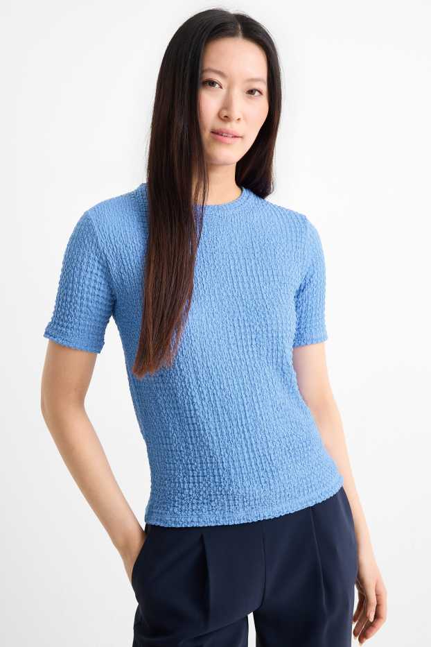 Femei - Tricou - regular fit - structurat - albastru