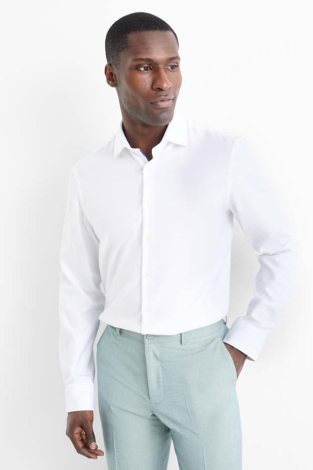 Herren - Businesshemd - Regular Fit - Cutaway - bügelfrei - weiß