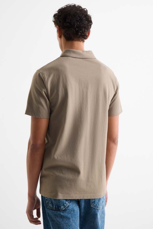 Pánské - Polokošile - regular fit - světle hnědá