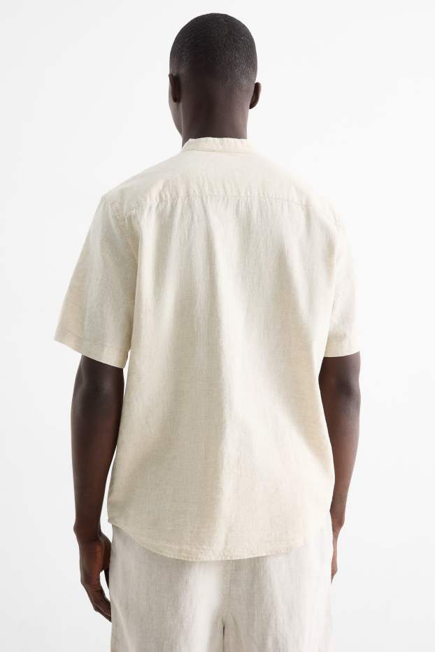 Unisex - Cămașă - regular fit - guler drept - amestec de in - bej