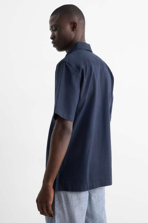 Unisex - Camisa - regular fit - Kent - mescla de lli - blau fosc