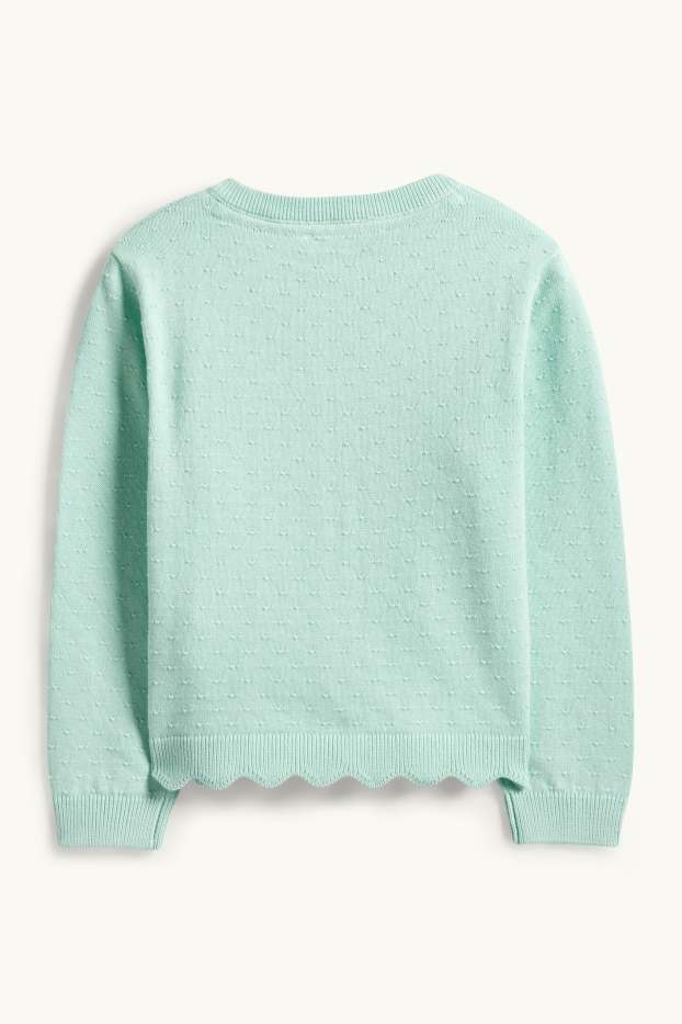 Enfants filles - Gilet en maille - finition texturée - vert menthe