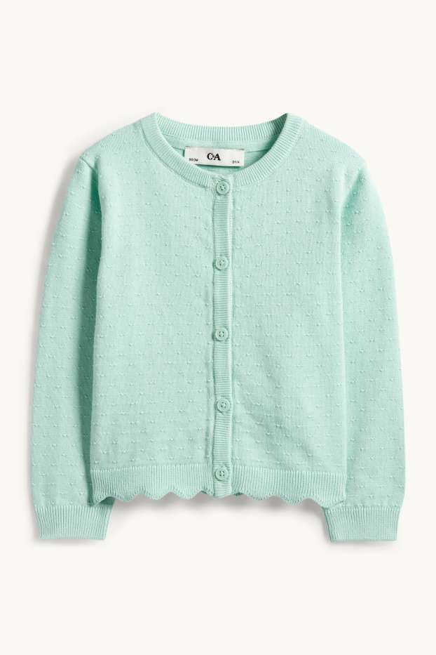 Enfants filles - Gilet en maille - finition texturée - vert menthe