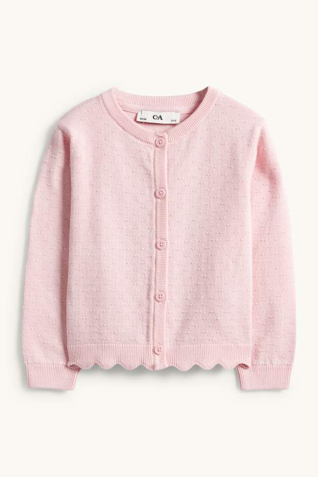 Enfants filles - Gilet en maille - finition texturée - rose