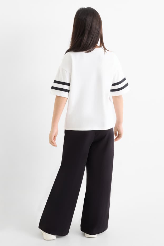 Enfants filles - Bronx - ensemble - T-shirt et bas de jogging - 2 pièces - noir / blanc