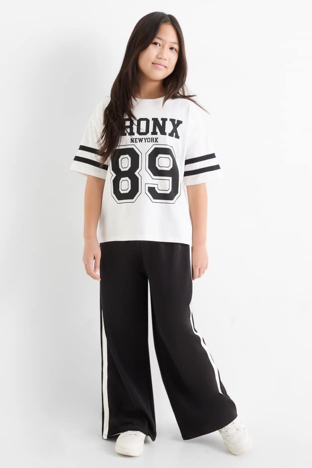 Enfants filles - Bronx - ensemble - T-shirt et bas de jogging - 2 pièces - noir / blanc