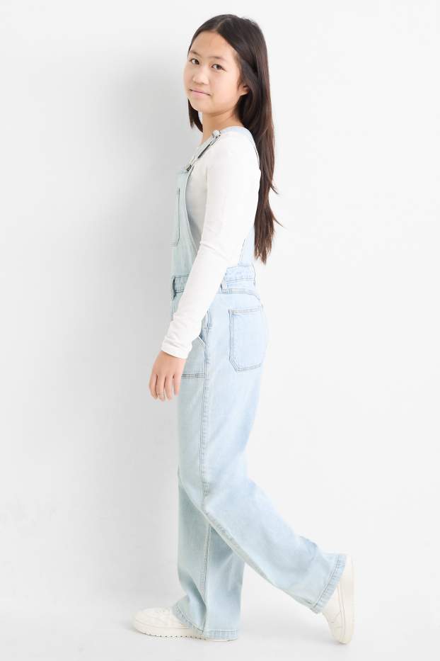 Enfants filles - Salopette en jean - jean bleu clair