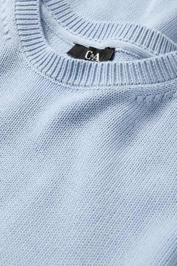 Damen - Strickpullover - kurzarm - hellblau