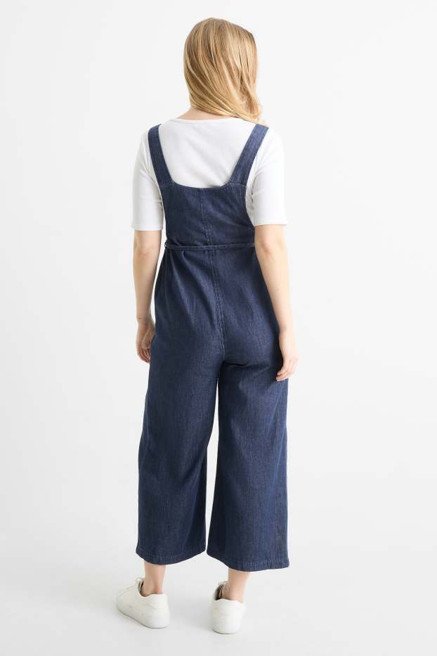 Dames - Zwangerschapstuinbroek van denim - jeansdonkerblauw