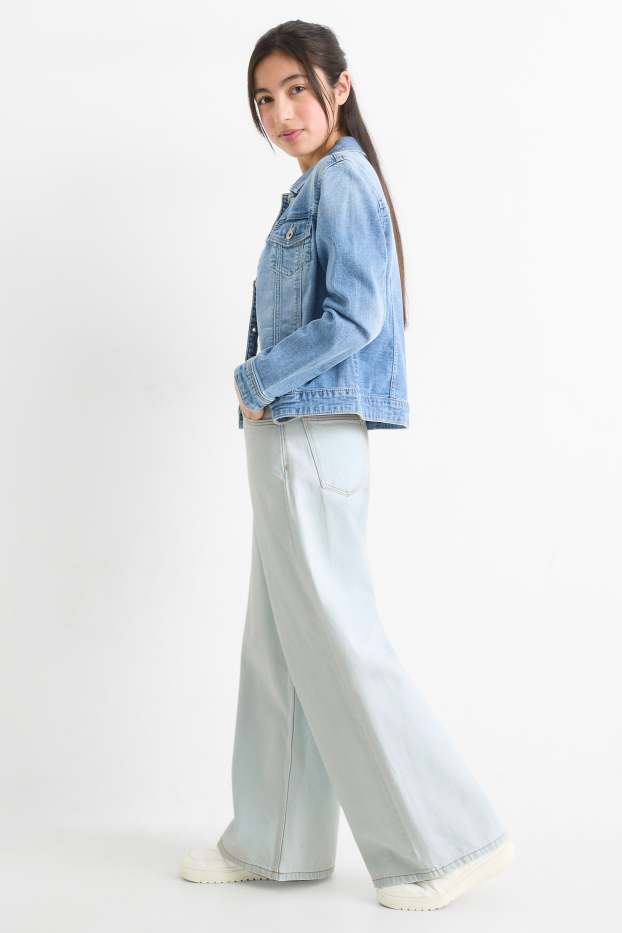 Copii - Fete - Wide leg jeans - albastru deschis